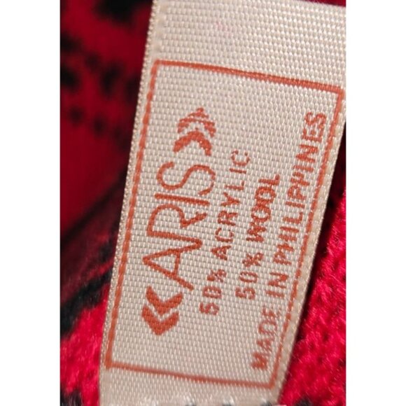 Vintage Klein By Aris Red & Black Knit Scarf Red Black Reversable - Picture 3 of 10